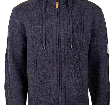 MADDOX Herren Trachten Strickjacke "Waidsee" mit Kapuze | Blau