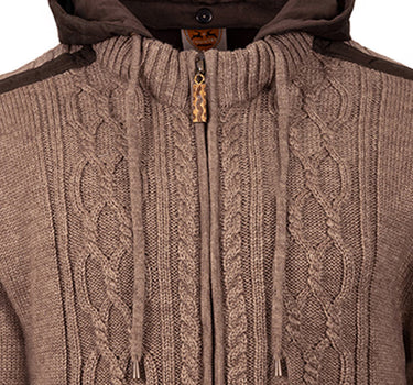MADDOX Herren Trachten Strickjacke "Waidsee" mit Kapuze | Braun