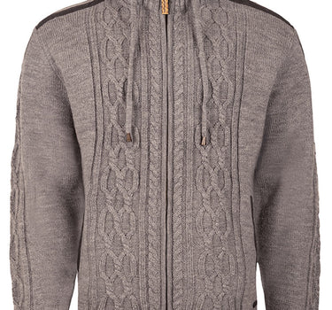 MADDOX Herren Trachten Strickjacke "Waidsee" mit Kapuze | Grau