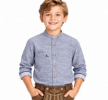 MADDOX Kinder Trachtenhemd "Justus" mit Hirschstickerei K-106 | Blau
