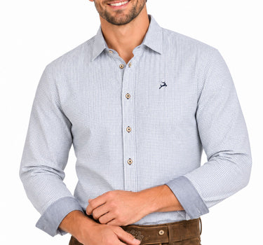 MADDOX Herren Trachtenhemd - Hemd-102 | Blau Grau