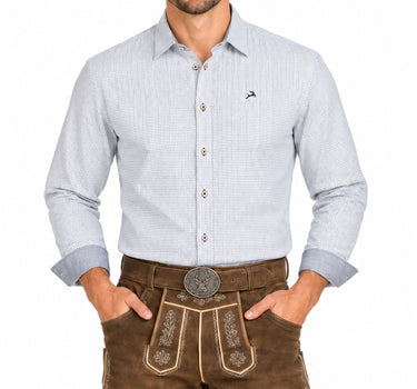 MADDOX Herren Trachtenhemd - Hemd-102 | Blau Grau