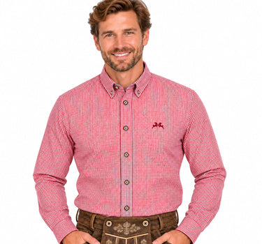 MADDOX Kariertes Herren Trachtenhemd - Hemd-47 | Rot