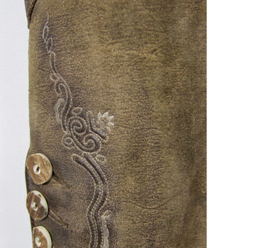 MADDOX Kurze Damen Lederhose "Dafne" Stegträger | Speckig Eiche