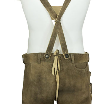 SCHWEIGERT´s Kurze Hirsch Lederhose Hartmut mit Träger - Rauch | Exklusiv von MADDOX