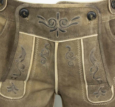 SCHWEIGERT´s Kurze Hirsch Lederhose Hartmut mit Träger - Rauch | Exklusiv von MADDOX