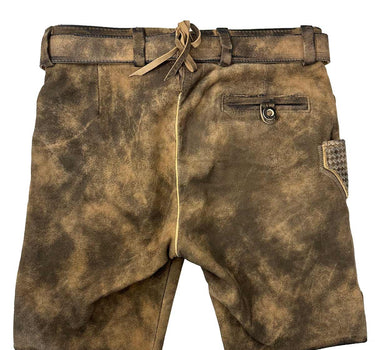 MADDOX Kurze Lederhose "Bercher" mit Gürtel | Camel