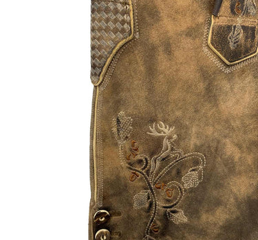 MADDOX Kurze Lederhose "Bercher" mit Gürtel | Camel