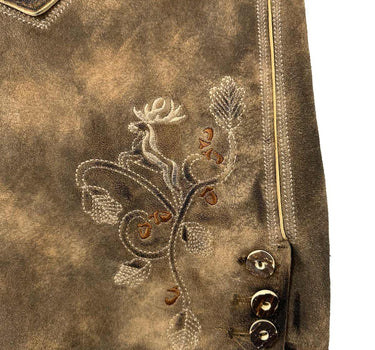 MADDOX Kurze Lederhose "Bercher" mit Gürtel | Camel