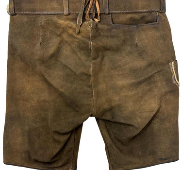 MADDOX Kurze Lederhose "Rolli" mit Gürtel | Antik Nuss