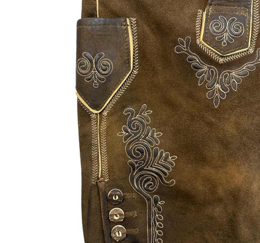 MADDOX Kurze Lederhose "Rolli" mit Gürtel | Antik Nuss