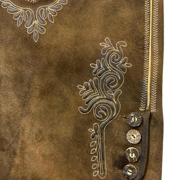 MADDOX Kurze Lederhose "Rolli" mit Gürtel | Antik Nuss