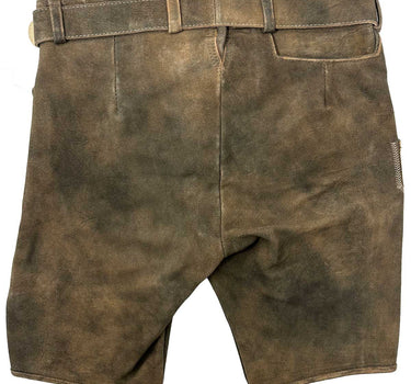 MADDOX Kurze Lederhose "Silbersee" mit Gürtel | Used Erle