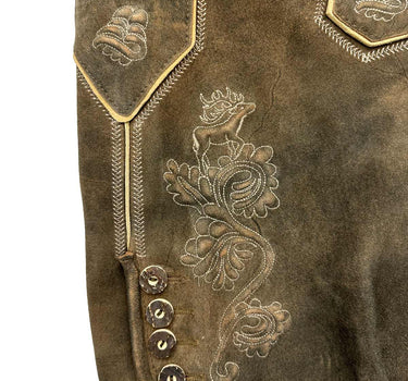 MADDOX Kurze Lederhose "Silbersee" mit Gürtel | Used Erle