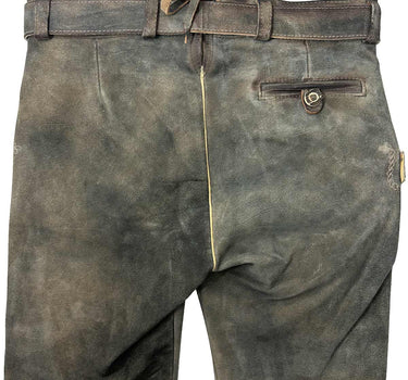 MADDOX Kurze Lederhose "Urgsee" mit Hirschstickerei | Antik Coffee