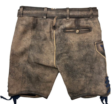 MADDOX Kurze Lederhose "Utz" mit Gürtel | Wildbock er-blau