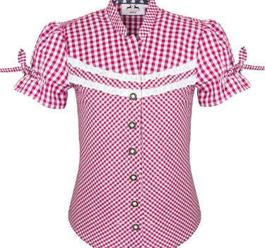 MADDOX Kinder Trachten Bluse "Emma" | Beere kariert