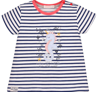 BONDI Baby Mädchen T-Shirt "Seepferd" 86691 | Navy Gestreift