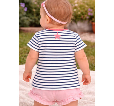 BONDI Baby Mädchen T-Shirt "Seepferd" 86691 | Navy Gestreift