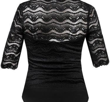 MarJo Blusen Body "Gina-Lotta" Spitze Halbarm | Schwarz