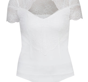 MarJo Damen Blusen Body "Henni-Ninette" Kurzarm 901700 | Offwhite