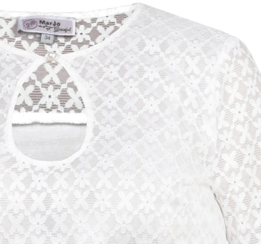 MarJo Dirndlbluse "Gisela-Anna" Lochausschnitt Halbarm | Offwhite