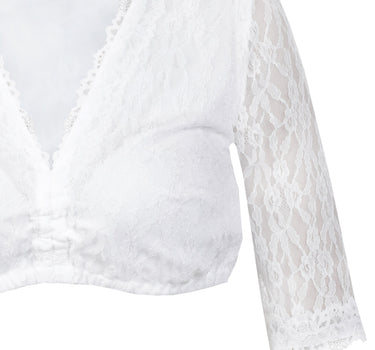 MarJo Damen Spitzen Dirndlbluse "Jalisa-Vida" Halbarm | Weiß