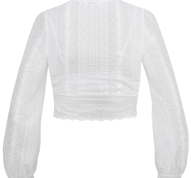 MarJo Spitzen Dirndlbluse "Hetty-Emilia" Langarm 302400 | Offwhite