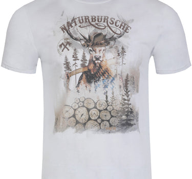 MarJo Herren Trachtenshirt "Guido" Hirschmotiv | Mittelgrau