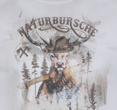 MarJo Herren Trachtenshirt "Guido" Hirschmotiv | Mittelgrau