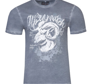 MarJo Herren Trachten Shirt "Torben" Steinbock | British Blue