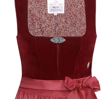 MarJo Samt Dirndl "Elisabeth" 697758 | Palisander Rot 58cm