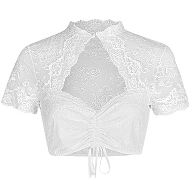 Nina von C. Spitzen Dirndlbluse "Selina" Stehkragen 16462892 | Weiß