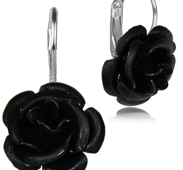Ohrringe "Amara" mit bunten Rosen 47959 | Schwarz - Ohrhänger