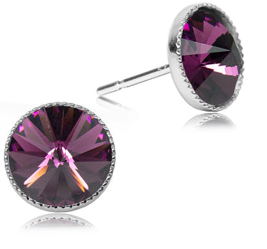 LUISIA Solitär Ohrstecker "Joy" mit Kristallen von Swarovski | Amethyst Pflaume