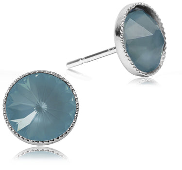 LUISIA® 6 mm Ohrstecker "Joy" mit Kristallen von Swarovski® | Matt Denim Jeansblau