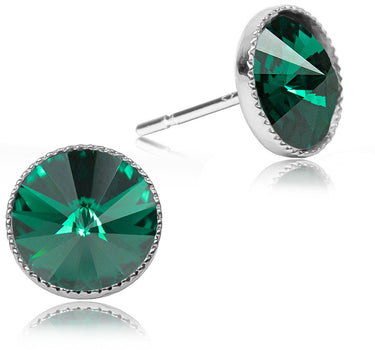 LUISIA Solitär Ohrstecker "Joy" mit Kristallen von Swarovski | Emerald Dunkelgrün