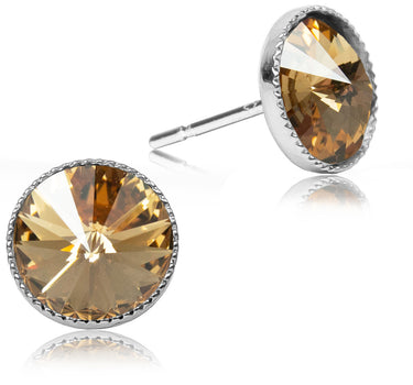 LUISIA® 6 mm Ohrstecker "Joy" mit Kristallen von Swarovski® | Light Colorado Topaz Hellbraun