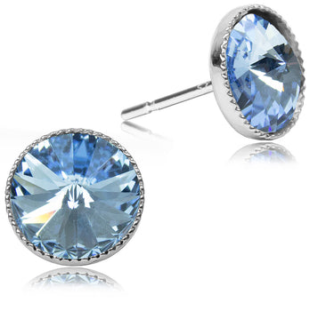 LUISIA Solitär Ohrstecker "Joy" mit Kristallen von Swarovski | Light Safir Hellblau
