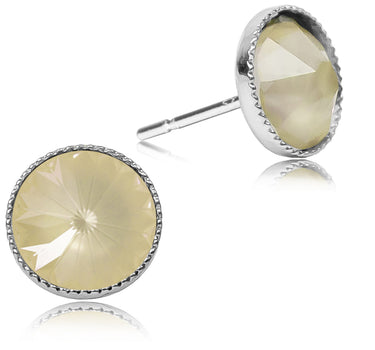 LUISIA Solitär Ohrstecker "Joy" mit Kristallen von Swarovski | Matt Linen Creme