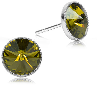 LUISIA® 6 mm Ohrstecker "Joy" mit Kristallen von Swarovski® | Olivgrün