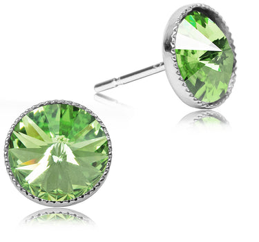 LUISIA Solitär Ohrstecker "Joy" mit Kristallen von Swarovski | Peridot Apfelgrün