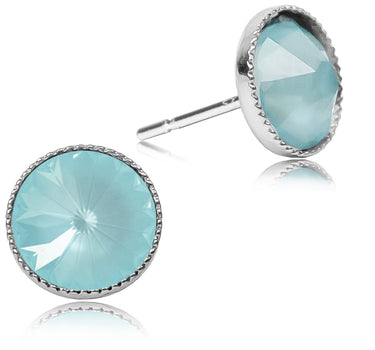 LUISIA® 6 mm Ohrstecker "Joy" mit Kristallen von Swarovski® | Matt Sky Himmelblau