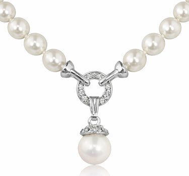 LUISIA Perlen Collier mit großem Anhänger und Premium Kristallen