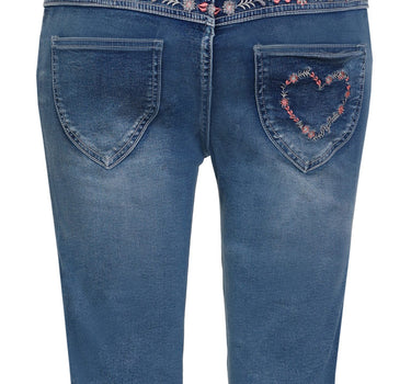 Piz Palü Damen Capri Jeans "Hafenlohr" mit Blümchen | Blau