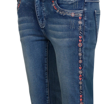 Piz Palü Damen Capri Jeans "Hafenlohr" mit Blümchen | Blau