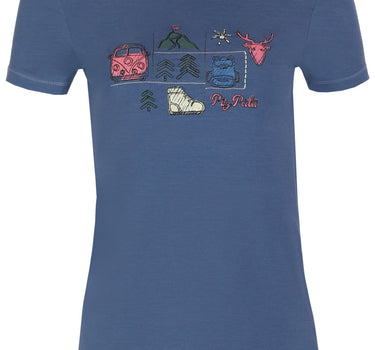 Piz Palü Damen Shirt "Altenbuch" mit Trachten Motiv | Schieferblau