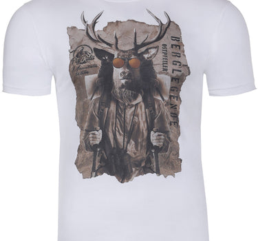Piz Palü Herren Kurzarm Trachtenshirt "Train" mit Hirsch Print | Edelweiß