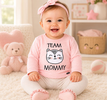 BONDI Baby Langarmshirt "Kätzchen" 93701 - Apricot / Schwarz | Pullover