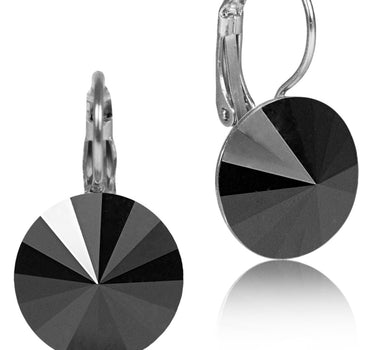 LUISIA® 14 mm Ohrringe Rivoli mit Kristallen von Swarovski® - Jet / Schwarz